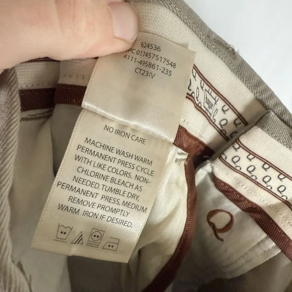 New Haggar Pleated Cuff Men's 36x34 Khaki Long Stable Combed Cotton No Iron